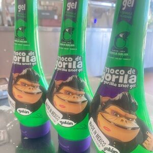 Lot of 3 Moco de Gorila Gel Hair Styling - Green Bottle with Purple Cap new